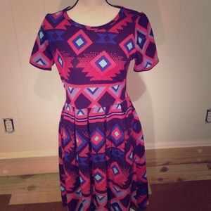 LuLaRoe Amelia Dress Large Aztec Print NWOT